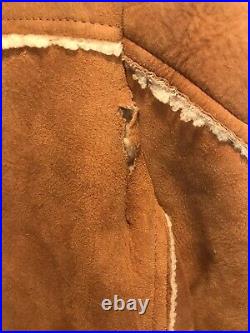 Vintage Western Wear Wool Sheep Skin Shearling Leather Ranch Trench Coat