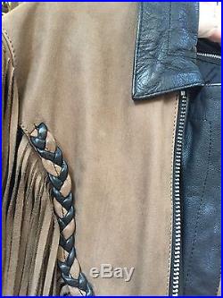 Vintage Wilson's Leather Suede Jacket Rockabilly Western Fringe Women Size S