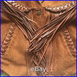 Vintage Women's Leather Western Americana Fringed Suede Motorcycle Jacket