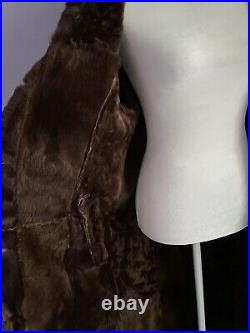 Vintage Womens Size Large Long Toscana Shearling Coat Jacket Brown Sheepskin Fur