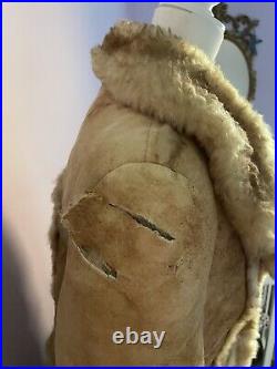 Vintage Womens Size Medium Long Shearling Sheepskin Coat Penny Lane Jacket Fur