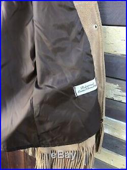 Vintage Womens Suede Leather Cowboy Western Fringe Jacket Coat Size 10 Medium