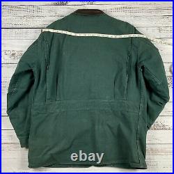 Vintage Woolrich Barn Chore Coat Jacket Green Blanket Aztec Lined Sz L