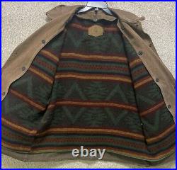 Vintage Woolrich Canvas Aztec Navajo Blanket Lined Wool Barn Jacket Coat Size XL