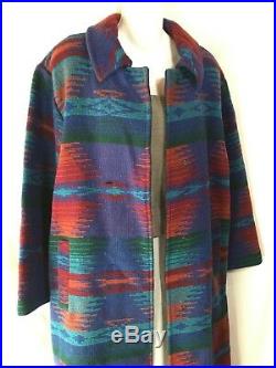 Vintage Woolrich Long Navajo Wool Aztec Blanket Coat Jacket Southwest Western M