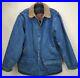 Vintage-Woolrich-Mens-Large-Blanket-Lined-Barn-Coat-Jacket-Denim-Leather-Collar-01-sen