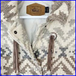 Vintage Woolrich Western Coat Jacket Large Southwestern Long Tassels Navajo