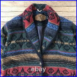 Vintage Woolrich Womens Navajo Nordic Coat Wool Blanket Jacket Southwest USA L