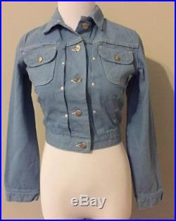 Vintage Wrangler Blue Bell 1940s Womens Denim Jacket light blue western cowgirl