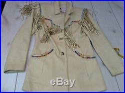 Vintage chambers womens coat jacket Re Ellis sz 8 leather fringe beaded western