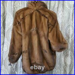 Vintagesz Xlgenuine Real Brown Black Animal Zebra Print Mink Fur Coat Jacket