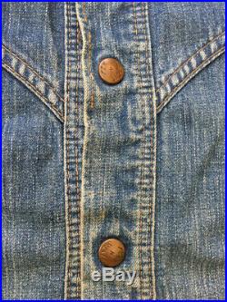 Vtg 1940s 50s Denim Jean Tex N Jacket Embroidered Western Pocket Workwear small