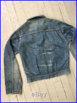 Vtg 1940s 50s Denim Jean Tex N Jacket Embroidered Western Pocket Workwear small