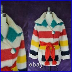 Vtg 1950's Hudson Bay Point Blanket Glacier candy stripe wool aztec Jacket Coat