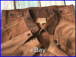 Vtg 1950`s Levi`s Western Wear Brown Suede Stud Up Leather Jacket Uk 36