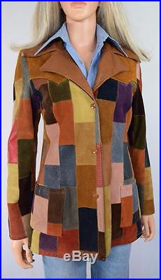 Vtg 1970's Rainbow Leather & Suede PaTcHwOrK HiPPiE RoCk STaR Western Jacket S M