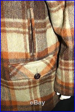 Vtg 60's Shadow Plaid Brushed Wool Western Car Coat 44 Large Rockabilly Jacket