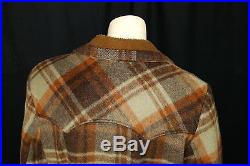 Vtg 60's Shadow Plaid Brushed Wool Western Car Coat 44 Large Rockabilly Jacket