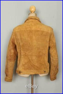 Vtg 60s LEVIS BIG E Suede Leather Western Trucker Jacket Small