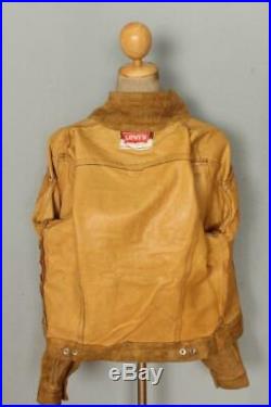 Vtg 60s LEVIS BIG E Suede Leather Western Trucker Jacket Small