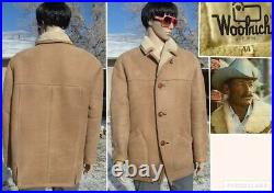 Vtg 60s WOOLRICH sheep skin coat MARLBORO MAN shearling fleece rancher jacket LG