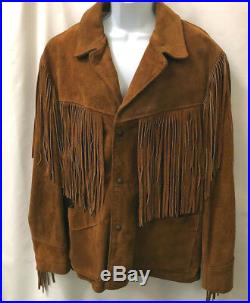 Vtg 70s / 80s Schott NYC Western Suede Leather Fringe Jacket Brown 42 Coat / LG
