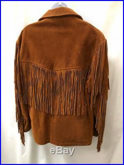 Vtg 70s / 80s Schott NYC Western Suede Leather Fringe Jacket Brown 42 Coat / LG