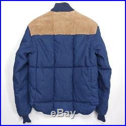 Vtg 80s Polo Ralph Lauren Mens Jacket Sz S Denim Suede Western Style Down RRL