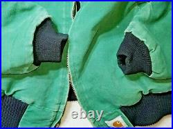 Vtg 90s Carhartt Navajo Aztec Jacket Coat Quilt Lined Faded Green Distressed