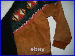 Vtg 90s LAWLESS Suede Leather AZTEC JACKET Western Cowboy Winter Coat Men's XXL