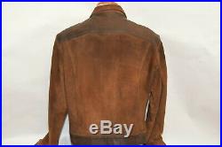 Vtg ARMANI JEANS Mens Leather and Suede Trucker Jacket L 42