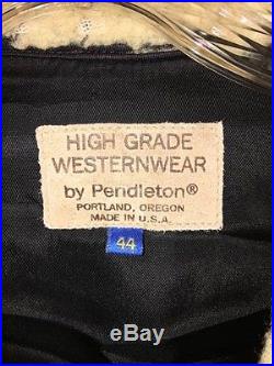 Vtg BRIGHT! Pendleton High Grade Western Wear Indian Blanket Coat 44