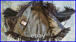 Vtg Buckboard Dark Brown Suede Leather Fringe Western Hippie Coat Jacket Sz 38