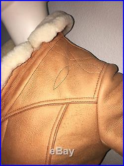 Vtg COMSTOCK Shearling Leather Coat Jacket sz 6 SMALL Western
