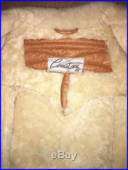 Vtg COMSTOCK Shearling Leather Coat Jacket sz 6 SMALL Western