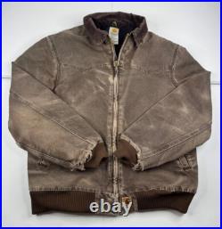 Vtg Carhartt J14 CHT Santa Fe Jacket Brown Faded Distressed Chore Duck Mens XLT