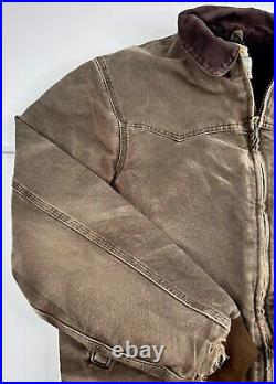 Vtg Carhartt J14 CHT Santa Fe Jacket Brown Faded Distressed Chore Duck Mens XLT