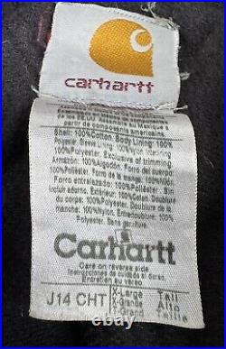 Vtg Carhartt J14 CHT Santa Fe Jacket Brown Faded Distressed Chore Duck Mens XLT