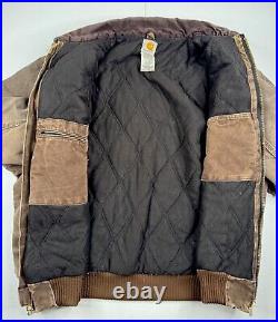 Vtg Carhartt J14 CHT Santa Fe Jacket Brown Faded Distressed Chore Duck Mens XLT