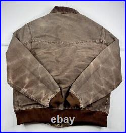 Vtg Carhartt J14 CHT Santa Fe Jacket Brown Faded Distressed Chore Duck Mens XLT