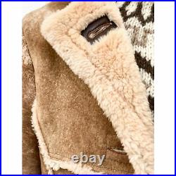 Vtg Coat SCHOTT Shearling Sheep Western Ranch Warm Trapper Leather Jacket S/M