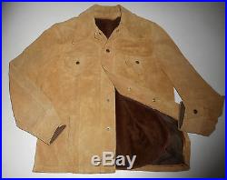 Vtg Cowhide LEATHER Ranch Jacket ZIP OUT FLEECE Lining Western Coat Mens MD