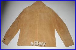 Vtg Cowhide LEATHER Ranch Jacket ZIP OUT FLEECE Lining Western Coat Mens MD