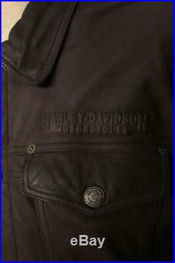 Vtg HARLEY DAVIDSON Leather Western Motorcycle Trucker Jacket Large