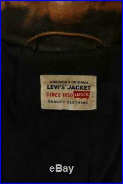 Vtg LEVIS Brown Leather Western Motorcycle Trucker Jacket Medium