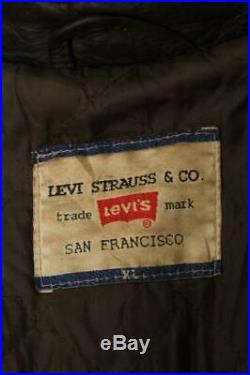 Vtg LEVIS Brown Leather Western Motorcycle Trucker Jacket Size XLarge