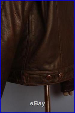 Vtg LEVIS STRAUS Brown Leather Motorcycle Jacket Western Medium
