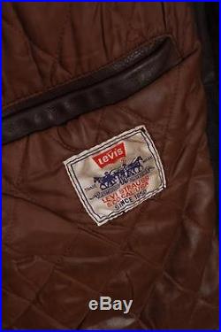 Vtg LEVIS STRAUS Brown Leather Motorcycle Jacket Western Medium
