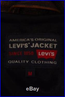 Vtg LEVIS STRAUS Brown Leather Western Motorcycle Trucker Jacket Medium