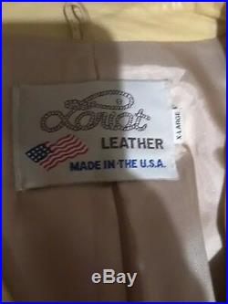 Vtg Lariat Western Leather Fringe Men Suede Coat Jacket Lined USA Size XL brown